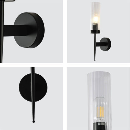 Wandlamp Geribbeld Glas Vintage Art Deco E27 Goud Chroom Nikkel Zwart Dimbaar Cilinder