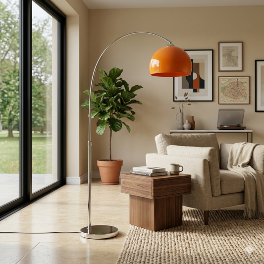 Moderne Boog Vloerlamp met Acryl Koepelkap en Metalen Frame 220 cm Hoog voor Woonkamer en Leeshoek