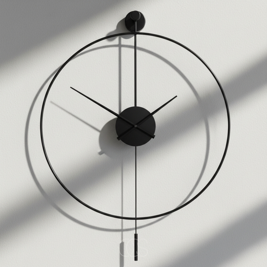 Wandklok Groot 50cm Stil Quartz Metaal Zwart Slinger Klassiek Modern Woonkamer Slaapkamer