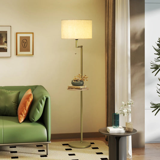 Booglamp Vloerlamp Met Plank En USB Poort Goud Metaal 170cm