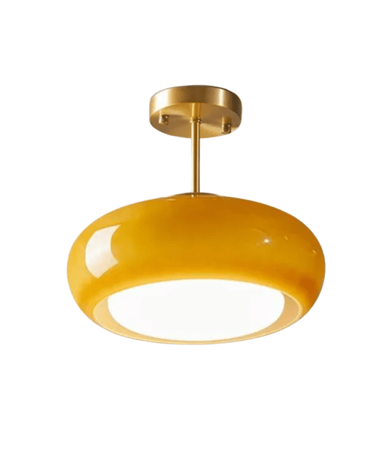Hanglamp Glas Goud 40cm E27 Amber Wit Modern Design